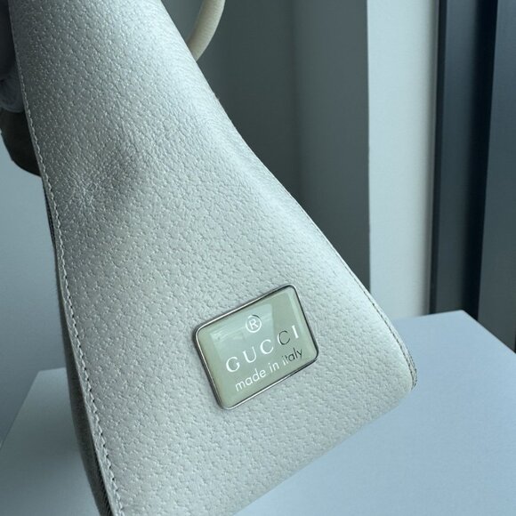 GUCCI Canvas Leather Shoulder Bag Beige Brown Hobo Style Authentic - Picture 11 of 11